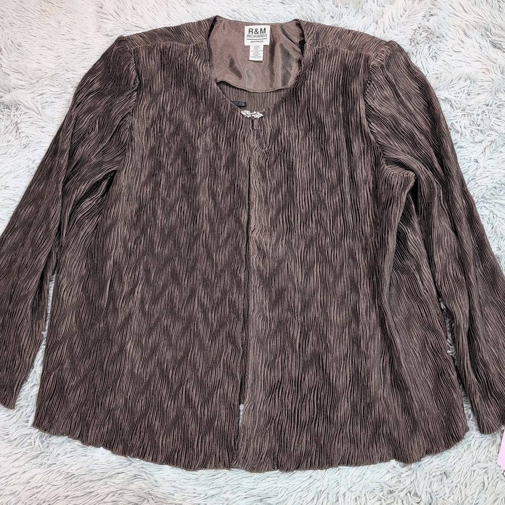 R & M Richards Jacket Womens 22W Green One Clasp‎ Blazer Textured Comfort Preppy